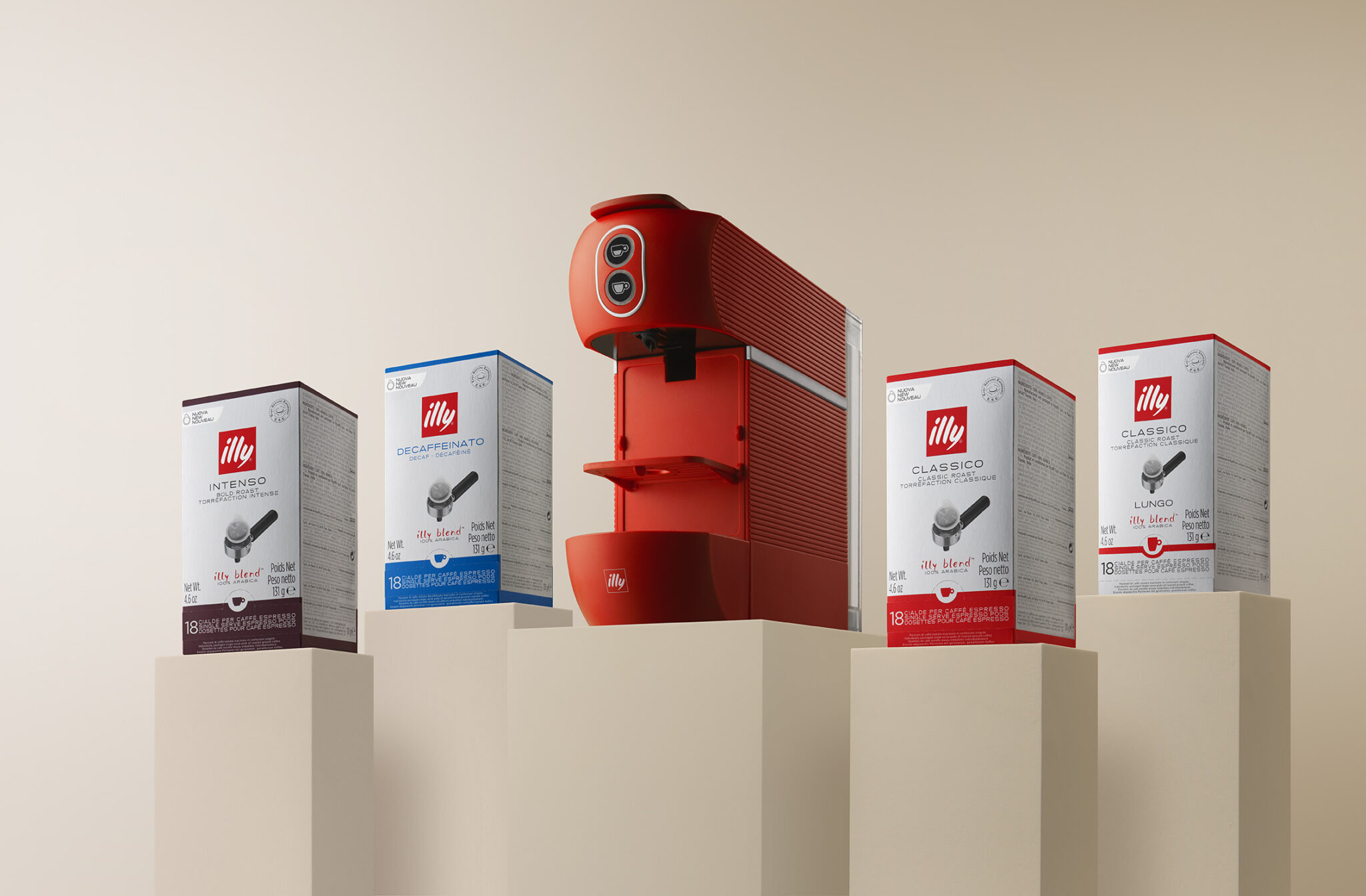 illy Easy Coffee Machine Bundle For E.S.E. Pods Classico (Red) illy