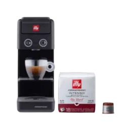 illy Y3.3 iperEspresso Coffee Machine (Black) with illy Intenso iperEspresso Dark Roast Coffee Capsules – Pack of 18