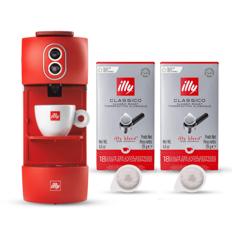 illy Easy Coffee Machine Bundle For E.S.E. Pods Classico (Red) illy