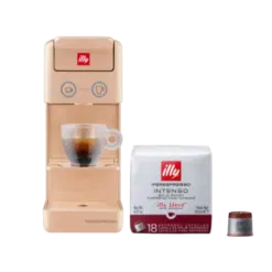 illy Y3.3 iperEspresso Coffee Machine (Orange) with illy Intenso iperEspresso Dark Roast Coffee Capsules – Pack of 18