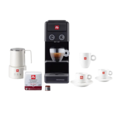 Illy Y3.3 Premium Coffee Experience Bundle with Milk Frother (Black)