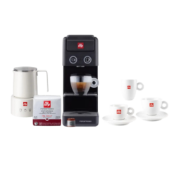 Illy Y3.3 Premium Coffee Experience Bundle with Milk Frother (Black)