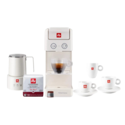 Illy Y3.3 Premium Coffee Experience Bundle with Milk Frother (White)