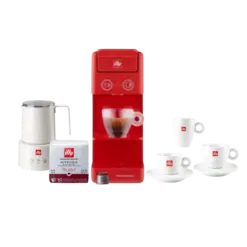 Illy Y3.3 Premium Coffee Experience Bundle with Milk Frother (Red)